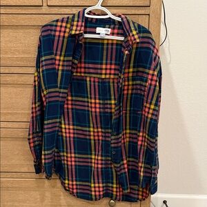 Old Navy Women's Plaid Button Down the boyfriend Shirt - Blue, Red, Yellow